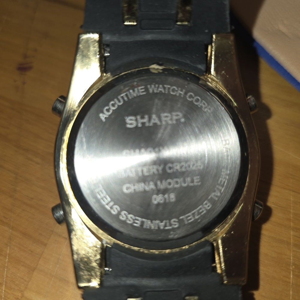 Gold-Tone Sharp Digital Sport Watch with Black Band - Picture 6 of 8